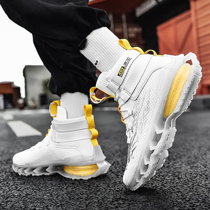 Autumn and Winter Universal White Front Lace-up Men&#039;s Solid Color round Toe High-Top Flat Heel Black Daily Men&#039;s Shoes