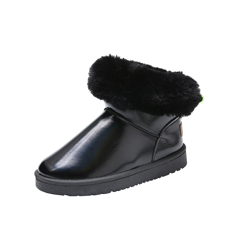 Snow Boots 2021 Winter New round Toe Flat Heel Fleece Padded Sleeve Student Casual Cotton-Padded Shoes Women&#039;s Short Boots