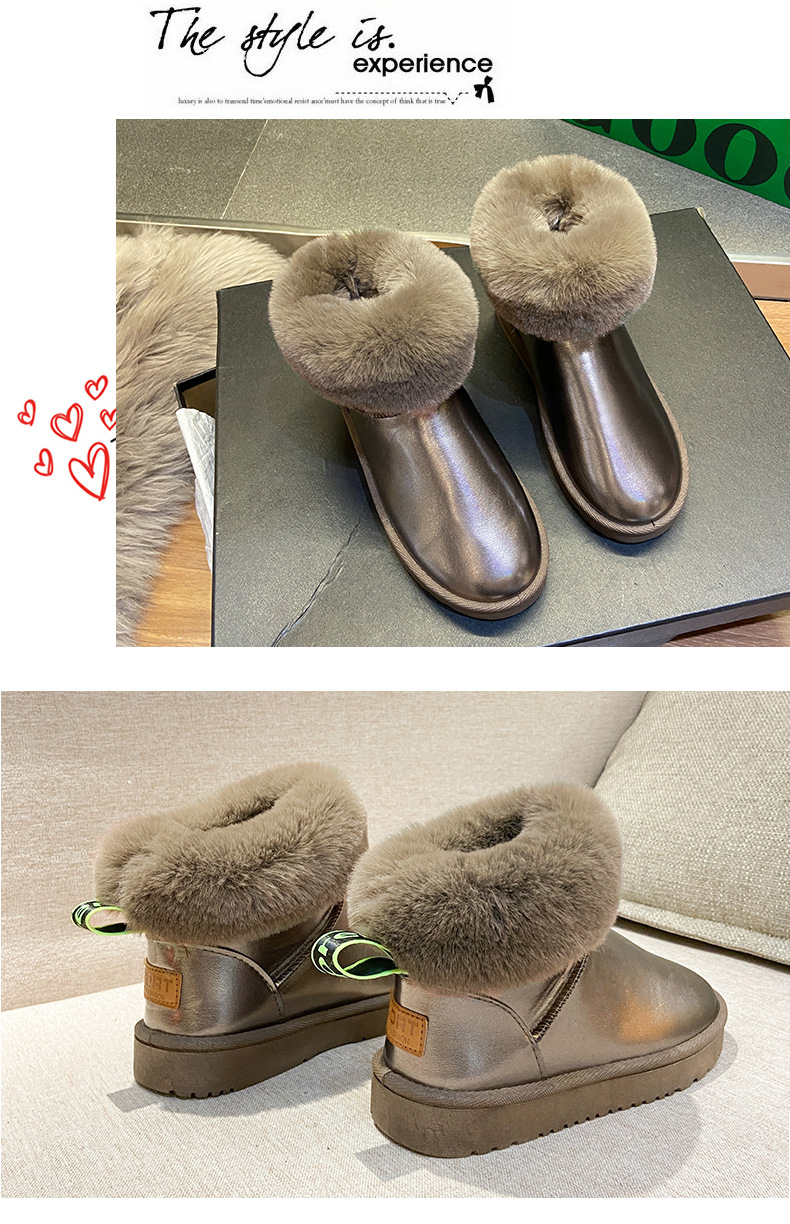 Snow Boots 2021 Winter New round Toe Flat Heel Fleece Padded Sleeve Student Casual Cotton-Padded Shoes Women's Short Boots