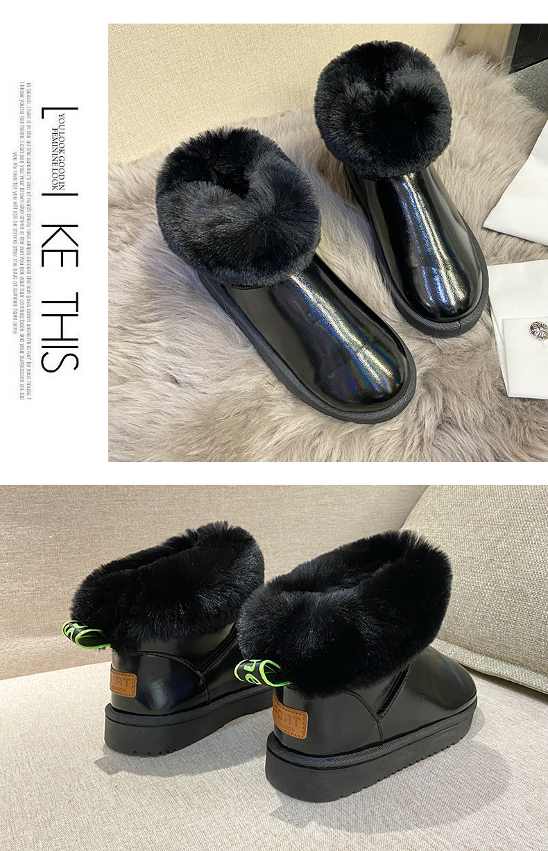 Snow Boots 2021 Winter New round Toe Flat Heel Fleece Padded Sleeve Student Casual Cotton-Padded Shoes Women's Short Boots