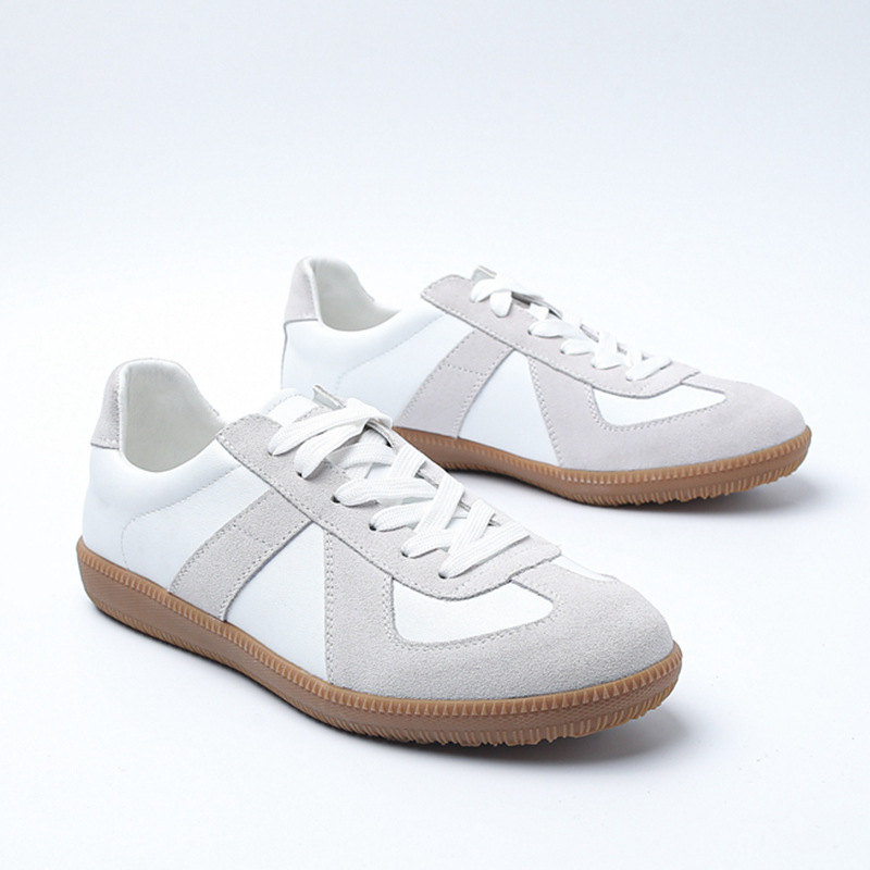 2021 Autumn and Winter German Training Shoes Women&#039;s All-Real Cowhide Breathable Flat Heel Minimalism Casual White Shoes Couple Sneakers