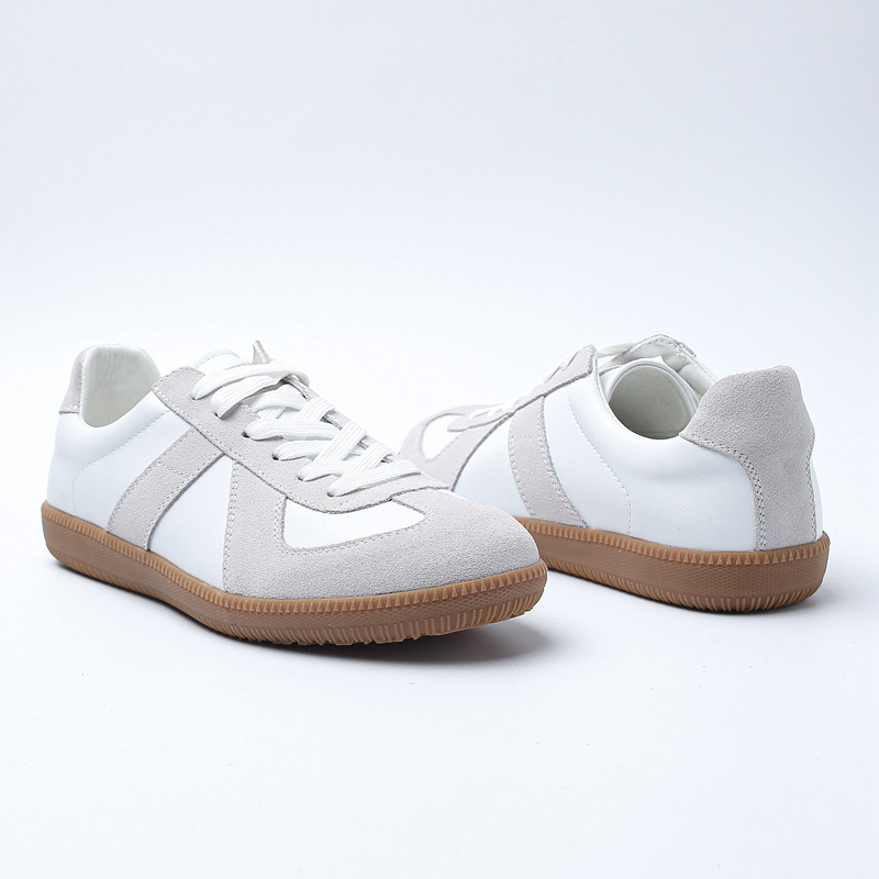 2021 Autumn and Winter German Training Shoes Women&#039;s All-Real Cowhide Breathable Flat Heel Minimalism Casual White Shoes Couple Sneakers