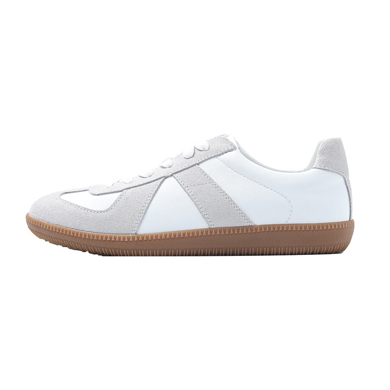 2021 Autumn and Winter German Training Shoes Women&#039;s All-Real Cowhide Breathable Flat Heel Minimalism Casual White Shoes Couple Sneakers