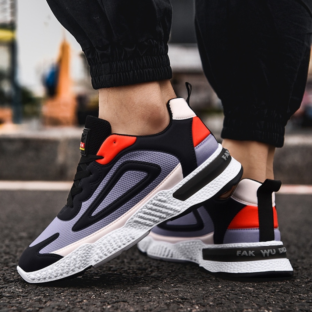 Autumn and Winter Flat Heel Color Matching Low Shoes Gray round Head Men's Front Lace-up Sneakers Trendy New Sports Shoes New Autumn and Winter Flat Heel Color Matching Low Shoes Gray round Head Men's Front Lace-up Sneakers Trendy New Sports Shoes New