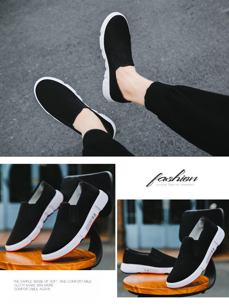 Fashion Low Top Casual Men&#039;s Shoes Light Canvas Shallow Mouth No Lace-up Shoes Comfortable Breathable Flat Heel Xiangjin Shoes
