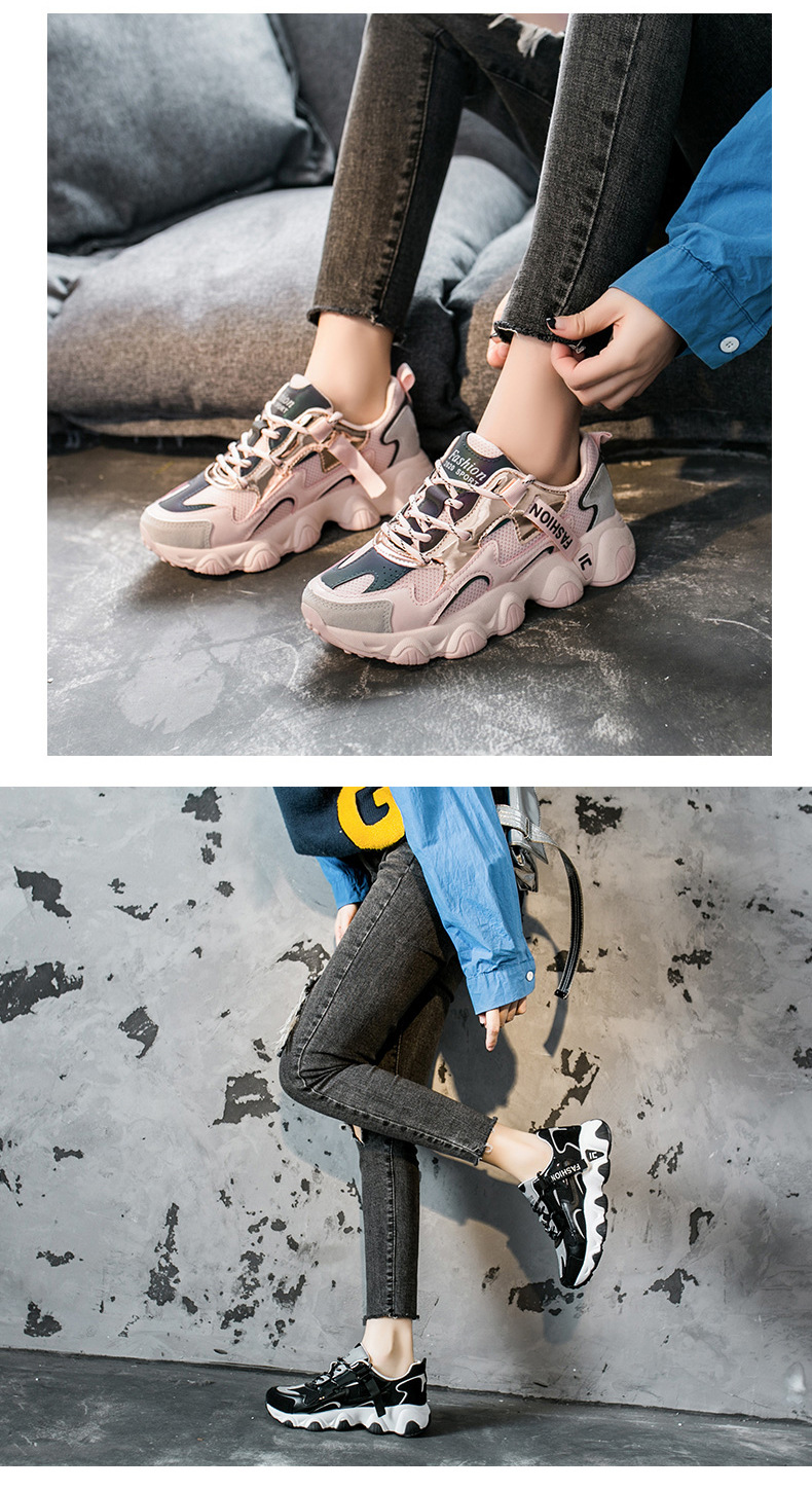 Dad Shoes Women's 2021 Spring New Breathable Versatile Korean Sports Shoes Women Ins Student Running Shoes Fl7005