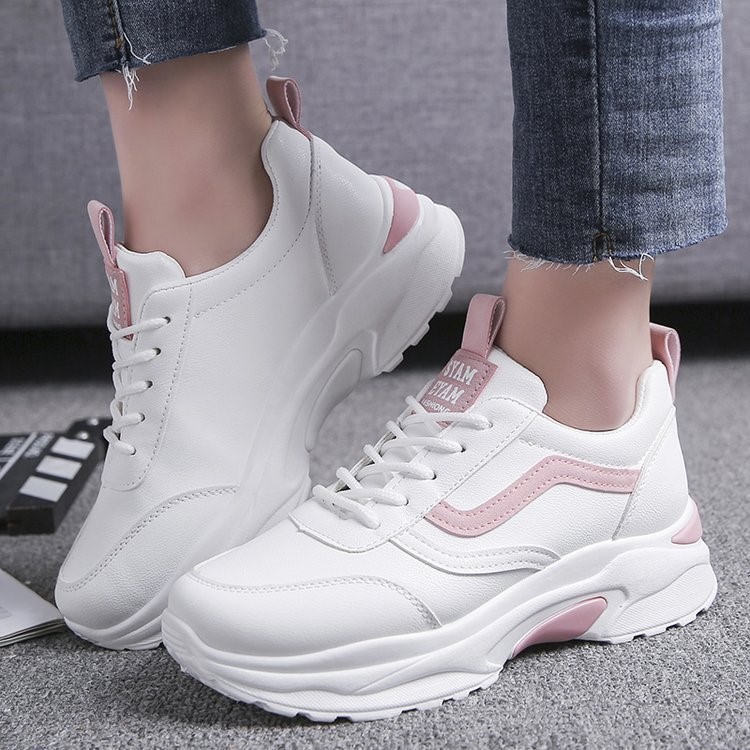 2021 Spring and Summer New Sports Shoes Women's Ins Popular Net Red Platform Height Increasing Fashion Korean Style Students' Shoes White Shoes