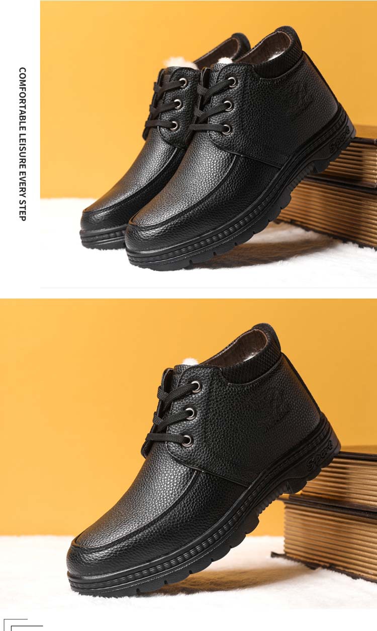 Winter Men's Cotton-Padded Shoes Fleece-Lined Thickened Real Wool Lace-up Cotton-Padded Leather Shoes Online Men's Antiskid Shoe Winter Men's Cotton-Padded Shoes Fleece-Lined Thickened Real Wool Lace-up Cotton-Padded Leather Shoes Online Men's Antiskid Shoe