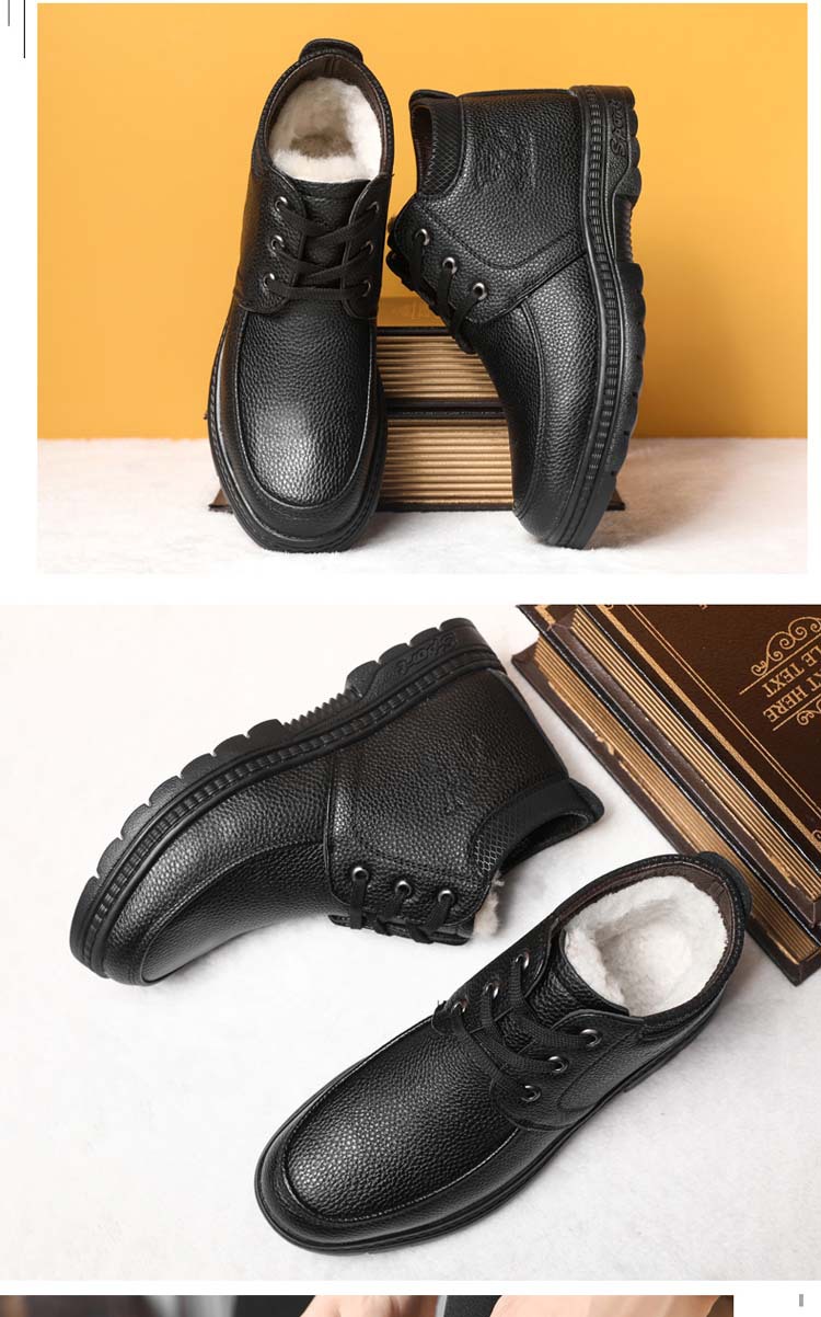 Winter Men's Cotton-Padded Shoes Fleece-Lined Thickened Real Wool Lace-up Cotton-Padded Leather Shoes Online Men's Antiskid Shoe Winter Men's Cotton-Padded Shoes Fleece-Lined Thickened Real Wool Lace-up Cotton-Padded Leather Shoes Online Men's Antiskid Shoe