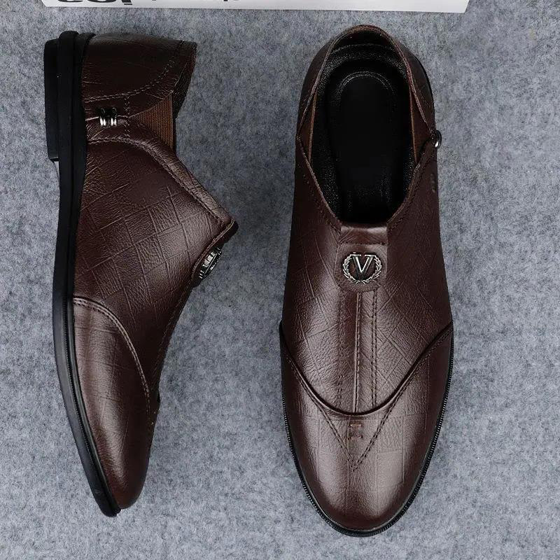Leather Shoes Men&#039;s 2021 Spring and Summer New Soft Bottom Soft Surface Men&#039;s Shoes Fashion Business Formal Wear Casual Shoes Slip-on Fashion