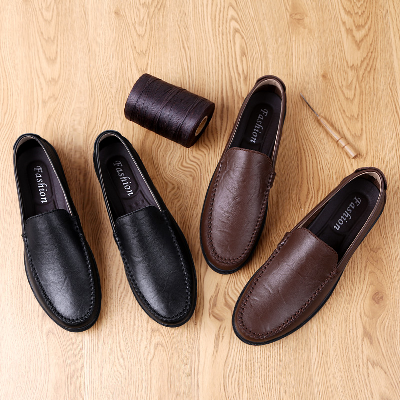 Autumn Men&#039;s Versatile Casual Leather Shoes Genuine Leather Breathable Trendy Shoes Men&#039;s Shoes Tods Men&#039;s Shoes Soft Bottom Soft Leather Black Shoes
