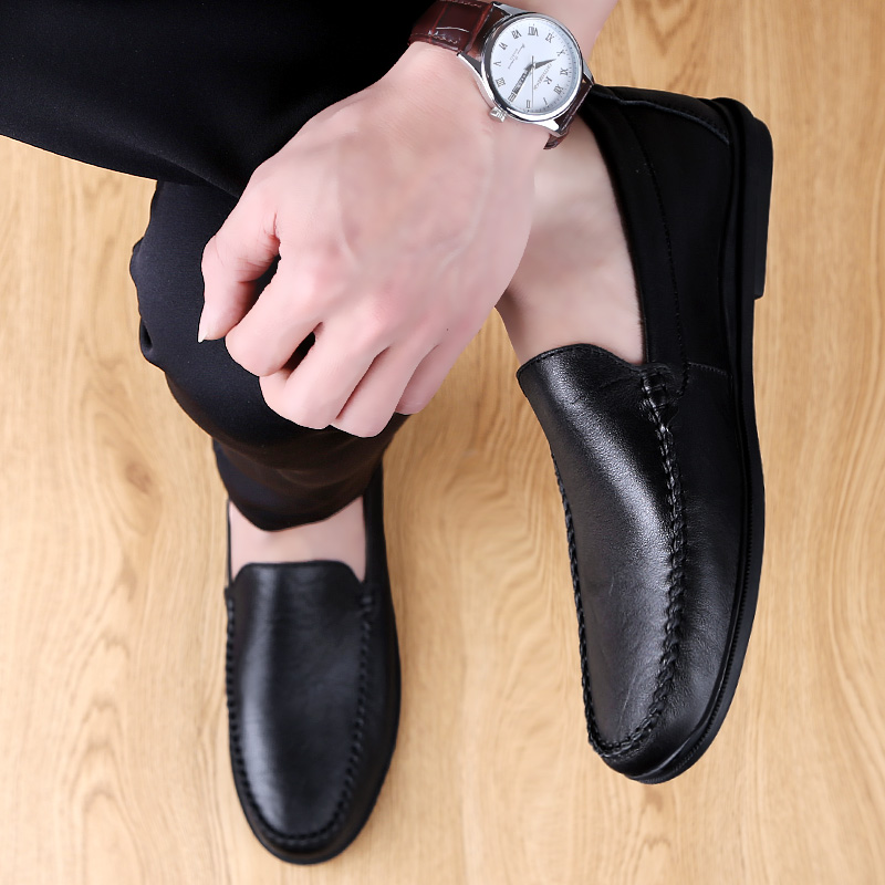 Autumn Men&#039;s Versatile Casual Leather Shoes Genuine Leather Breathable Trendy Shoes Men&#039;s Shoes Tods Men&#039;s Shoes Soft Bottom Soft Leather Black Shoes