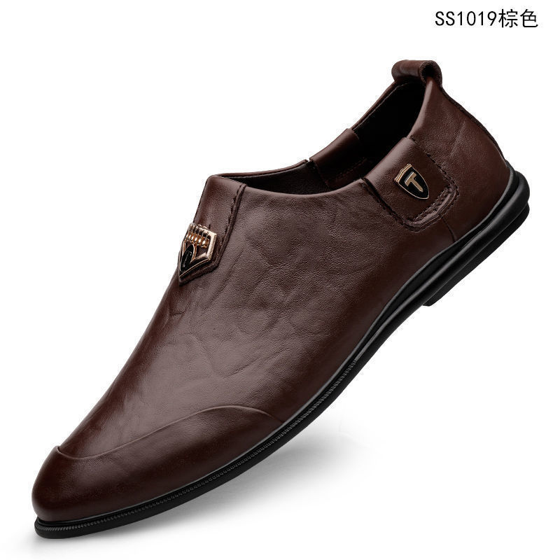 Men's Leather Shoes Genuine Cattlehide Leather Surface Soft Bottom Business Casual Shoes Soft Bottom Wear Sleeve Men's Shoes Fashionable All-Match Personality Men's Leather Shoes Genuine Cattlehide Leather Surface Soft Bottom Business Casual Shoes Soft Bottom Wear Sleeve Men's Shoes Fashionable All-Match Personality