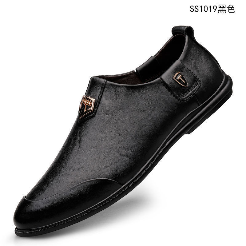 Men's Leather Shoes Genuine Cattlehide Leather Surface Soft Bottom Business Casual Shoes Soft Bottom Wear Sleeve Men's Shoes Fashionable All-Match Personality Men's Leather Shoes Genuine Cattlehide Leather Surface Soft Bottom Business Casual Shoes Soft Bottom Wear Sleeve Men's Shoes Fashionable All-Match Personality