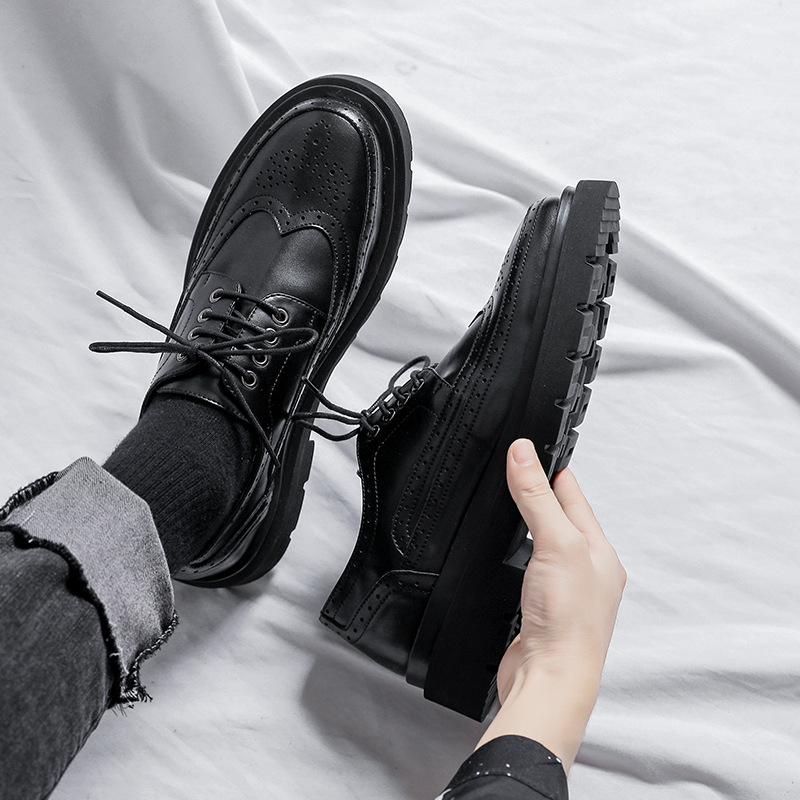 New Autumn British Trend All-Match Leather Shoes Brogue Bridegroom Casual Shoes 86260-T