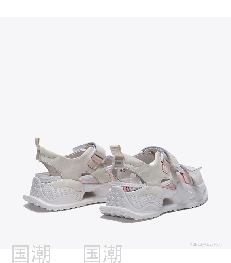 Fashion Lace-up Velcro Hollow-out Dad Shoes Women's Breathable Color-Blocking Summer Sports Running Shoes Sandals Live
