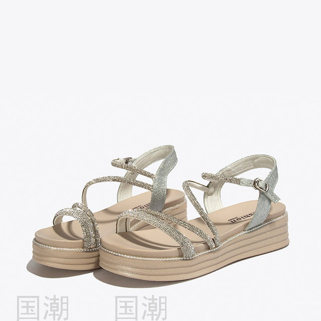Fashion Lace-up Casual Shoes Women&#039;s All-Matching Slimming Platform Platform Sandals for Outer Wear Roman Shoes One Piec