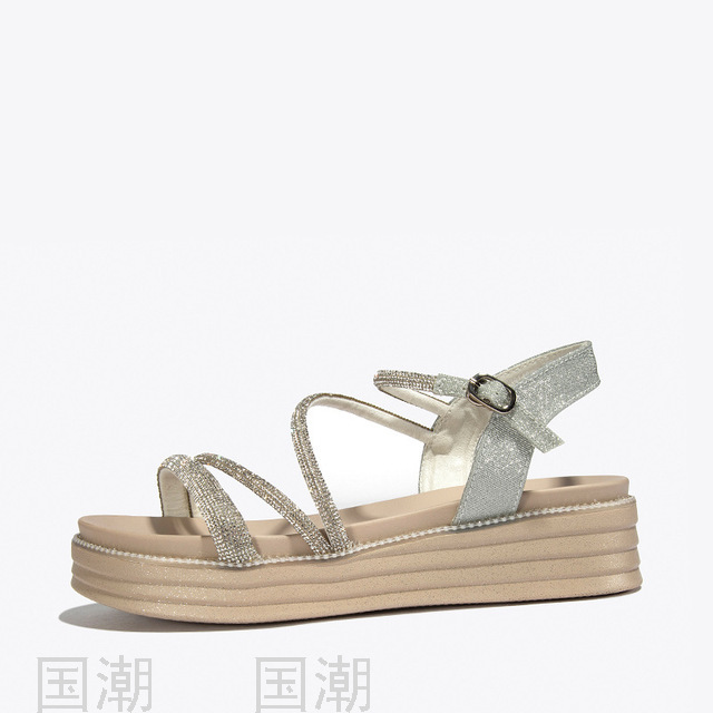 Fashion Lace-up Casual Shoes Women&#039;s All-Matching Slimming Platform Platform Sandals for Outer Wear Roman Shoes One Piec