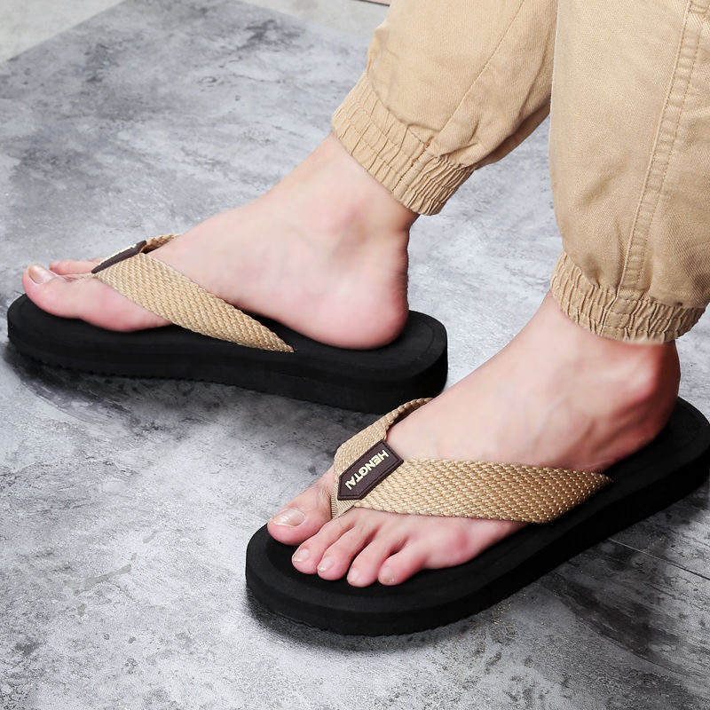 Foreign Trade New Eva Woven Fabric Men&#039;s Flip Flops with Beach Holiday Sandals and Slippers in Stock Support Customization