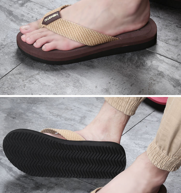 Foreign Trade New Eva Woven Fabric Men's Flip Flops with Beach Holiday Sandals and Slippers in Stock Support Customization Foreign Trade New Eva Woven Fabric Men's Flip Flops with Beach Holiday Sandals and Slippers in Stock Support Customization
