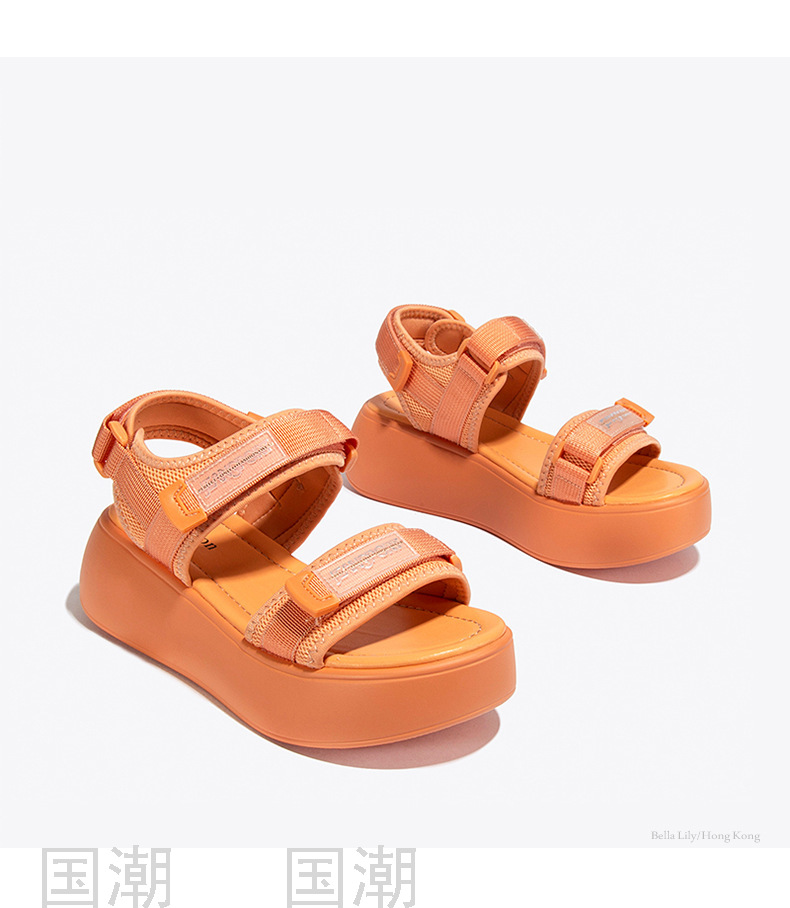 Fashionable Platform Platform Sandals for Women 2021 New Versatile Sports Style Velcro Roman Shoes Fashionable Tik 