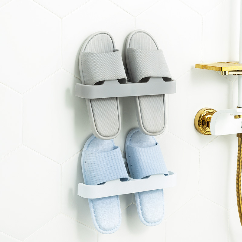 High-End Toilet Strong Cat&#039;s Paw Slippers Storage Fantastic Wall-Mounted Seamless Punch-Free Slipper Rack