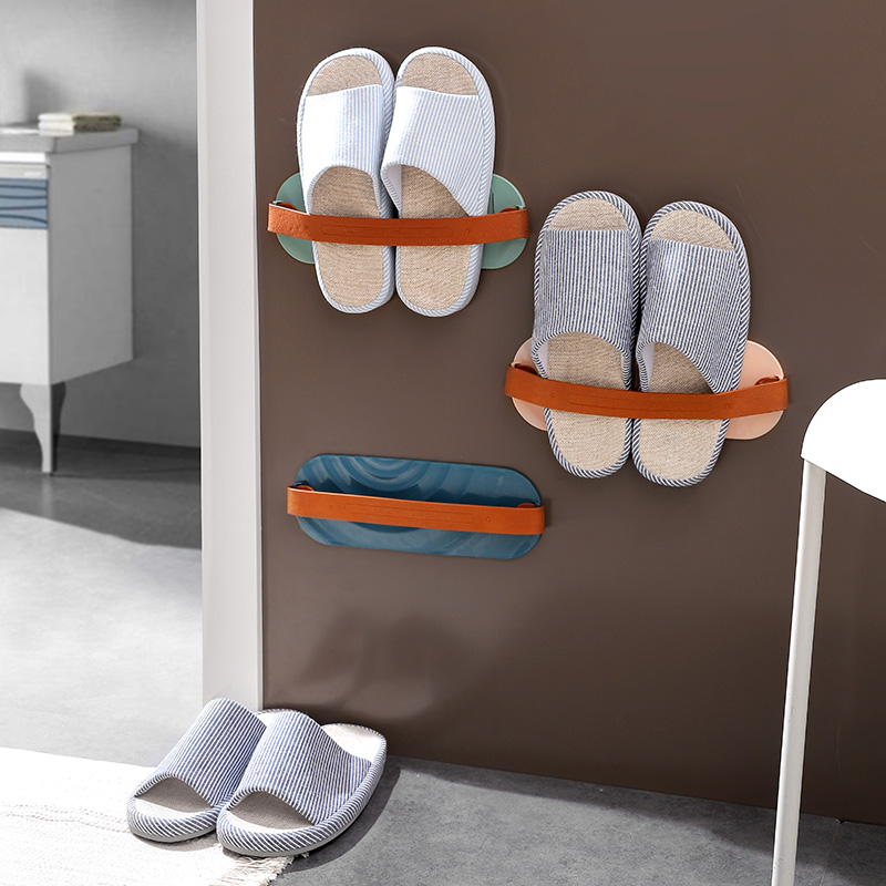 Punch-Free Wall-Mounted Shoe Rack Put on Shoes Household Bathroom Wall Saving Space Draining Slipper Rack