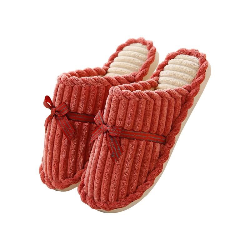 Cotton Slippers Female Male Winter Couple Household Non-Slip Fur Warm Keeping Floor Cotton Slippers Corduroy Woolen Slipper Wholesale