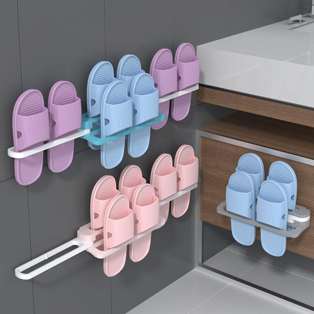 Bathroom Slipper Rack Toilet Rack Punch-Free Wall-Mounted Door Rear Artifact Folding Toilet Storage Rack Bathroom Slipper Rack Toilet Rack Punch-Free Wall-Mounted Door Rear Artifact Folding Toilet Storage Rack