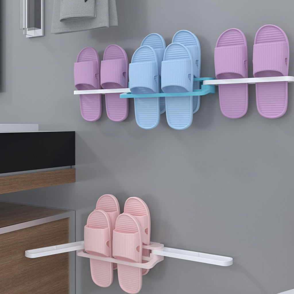 Bathroom Slipper Rack Toilet Rack Punch-Free Wall-Mounted Door Rear Artifact Folding Toilet Storage Rack Bathroom Slipper Rack Toilet Rack Punch-Free Wall-Mounted Door Rear Artifact Folding Toilet Storage Rack