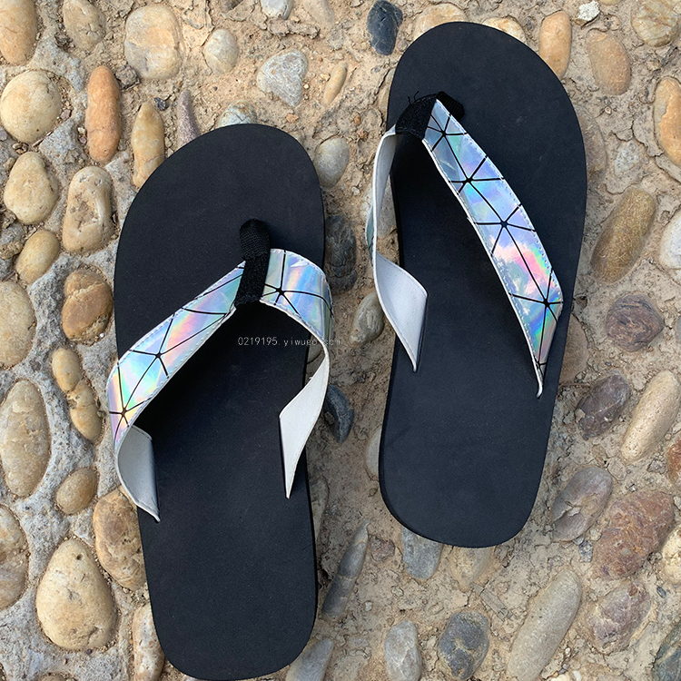 European and American Popular Black Background Magic Bright Leather Shoelace Men Flip-flops/Slipper European and American Popular Black Background Magic Bright Leather Shoelace Men Flip-flops/Slipper
