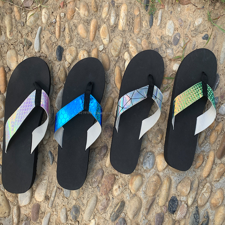 European and American Popular Black Background Magic Bright Leather Shoelace Men Flip-flops/Slipper European and American Popular Black Background Magic Bright Leather Shoelace Men Flip-flops/Slipper