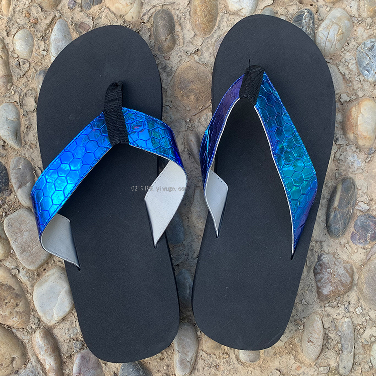 European and American Popular Black Background Magic Bright Leather Shoelace Men Flip-flops/Slipper European and American Popular Black Background Magic Bright Leather Shoelace Men Flip-flops/Slipper