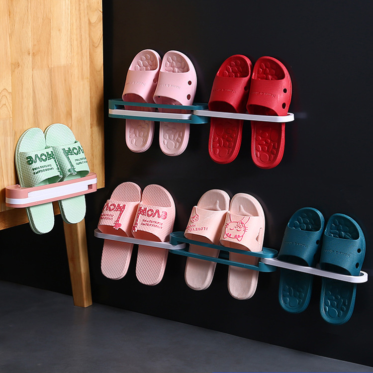 Shoe Rack Foldable Three-in-One Slipper Rack Bathroom Wall-Mounted Punch-Free One-to-Three Towel Storage Rack Storage Rack