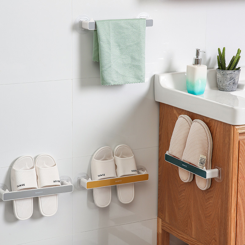 Bathroom Rack Wall-Mounted Student Dormitory Bathroom Punch-Free Bath Towel Rack Washing Household Slipper Rack
