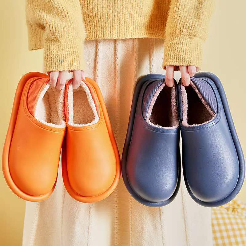 Bag Heel Household Indoor and Outdoor Non-Slip Confinement Woolen Slipper Male Couple Waterproof Cotton Slippers Female Winter Fleece Warm
