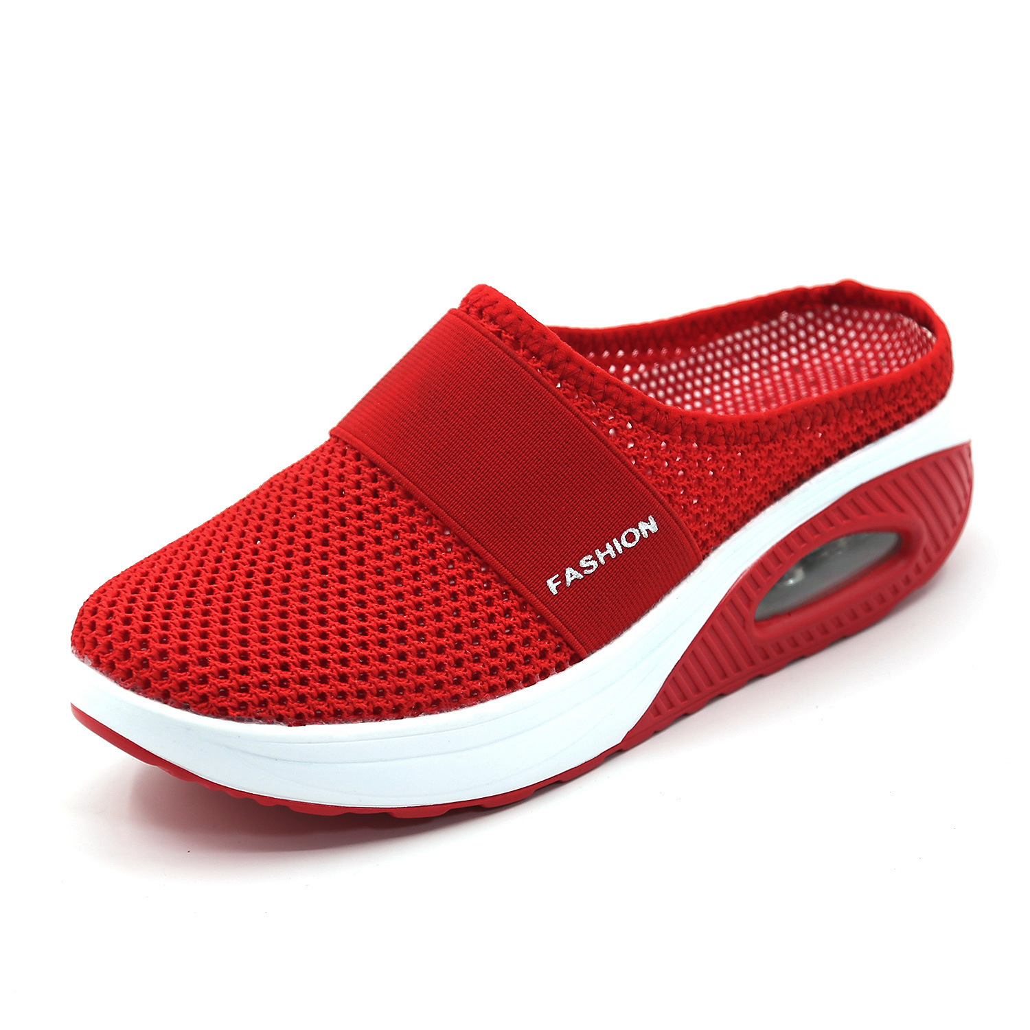 Foreign Trade Large Size Heel-Free Slip-on Ladies' Lazy Platform Air Cushion Hollow Mesh Surface Breathable Closed Toe Semi Slipper Women's Shoes Foreign Trade Large Size Heel-Free Slip-on Ladies' Lazy Platform Air Cushion Hollow Mesh Surface Breathable Closed Toe Semi Slipper Women's Shoes