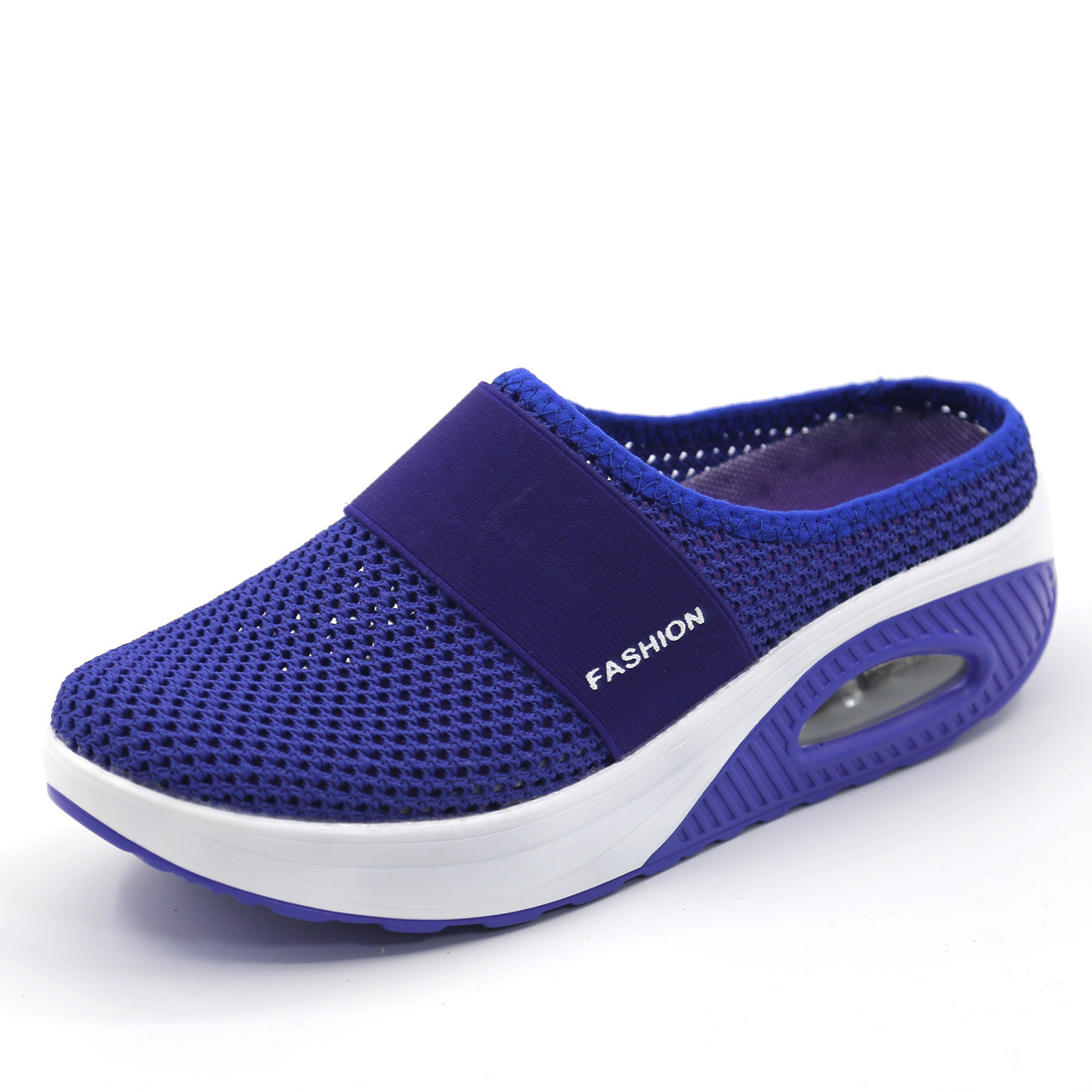 Foreign Trade Large Size Heel-Free Slip-on Ladies' Lazy Platform Air Cushion Hollow Mesh Surface Breathable Closed Toe Semi Slipper Women's Shoes Foreign Trade Large Size Heel-Free Slip-on Ladies' Lazy Platform Air Cushion Hollow Mesh Surface Breathable Closed Toe Semi Slipper Women's Shoes