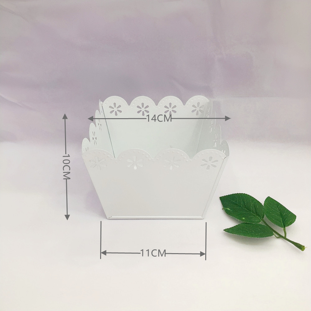 Factory Supply Candy Color Lace Square Iron Bucket Desktop Plant Flower Pot Vase Domestic Ornaments Factory Supply Candy Color Lace Square Iron Bucket Desktop Plant Flower Pot Vase Domestic Ornaments