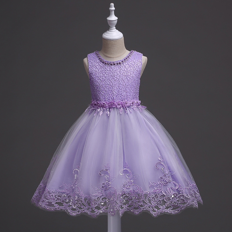 Children's Beaded Lace Dress Medium and Large Children's Flower Princess Dress Girls Sequins Crocheted Pettiskirt Costume Children's Beaded Lace Dress Medium and Large Children's Flower Princess Dress Girls Sequins Crocheted Pettiskirt Costume
