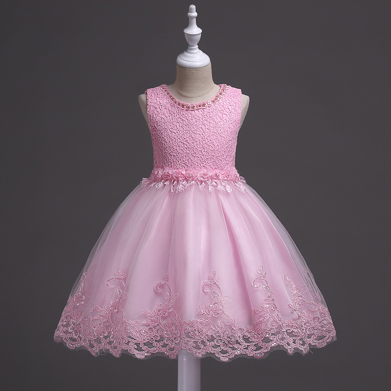Children's Beaded Lace Dress Medium and Large Children's Flower Princess Dress Girls Sequins Crocheted Pettiskirt Costume Children's Beaded Lace Dress Medium and Large Children's Flower Princess Dress Girls Sequins Crocheted Pettiskirt Costume