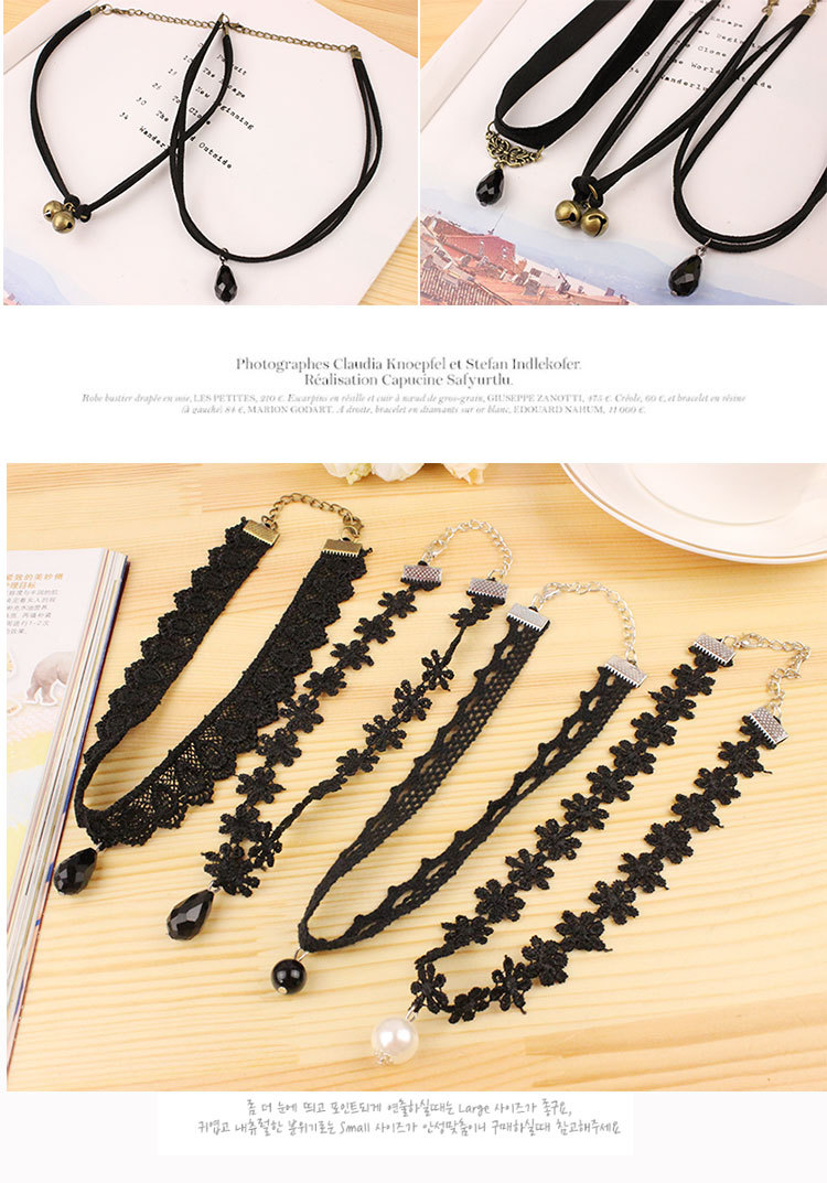 Harajuku Retro Velvet Band Necklace Loli Lace Flower Neckband Necklet Women's Short Clavicle Chain Necklace Wholesale Harajuku Retro Velvet Band Necklace Loli Lace Flower Neckband Necklet Women's Short Clavicle Chain Necklace Wholesale