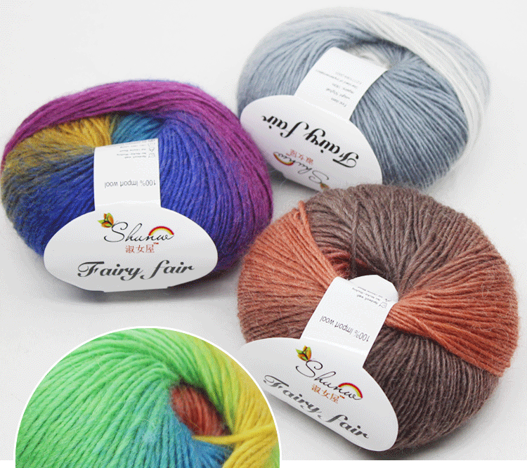 Wool Rainbow Thread Series Section-Dye String Long Pure Wool Thread Pallial Line Scarf Hat Sub-Thread Shawl Thread Factory Wholesale
