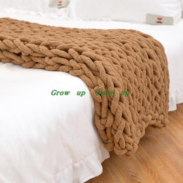 INS Chenille Thick Wool Knitted Blanket Handmade Woven Blanket Nordic Wish Sofa Blanket Thick Thread Bar Knitted Blanket