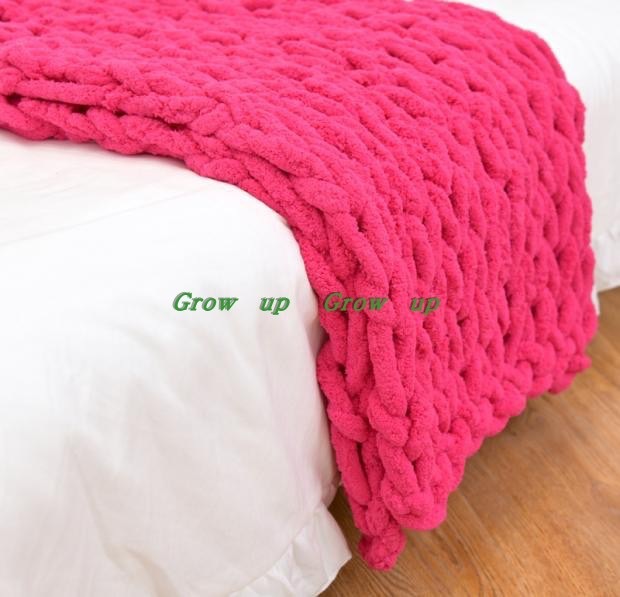 INS Chenille Thick Wool Knitted Blanket Handmade Woven Blanket Nordic Wish Sofa Blanket Thick Thread Bar Knitted Blanket