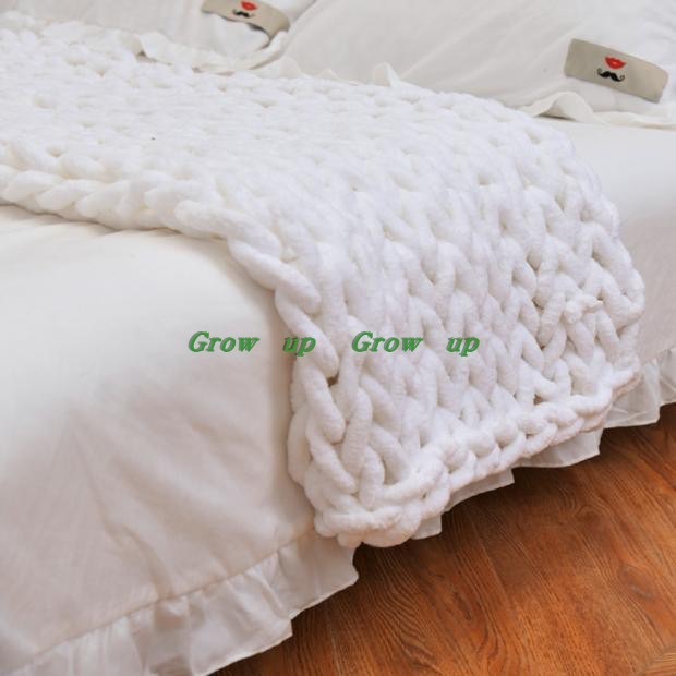 INS Chenille Thick Wool Knitted Blanket Handmade Woven Blanket Nordic Wish Sofa Blanket Thick Thread Bar Knitted Blanket