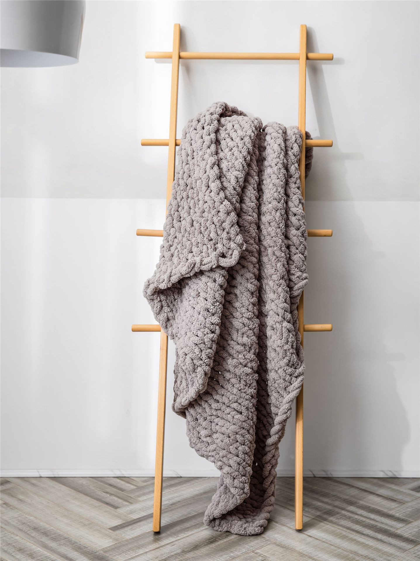 INS Chenille Thick Wool Knitted Blanket Handmade Woven Blanket Nordic Wish Sofa Blanket Thick Thread Bar Knitted Blanket
