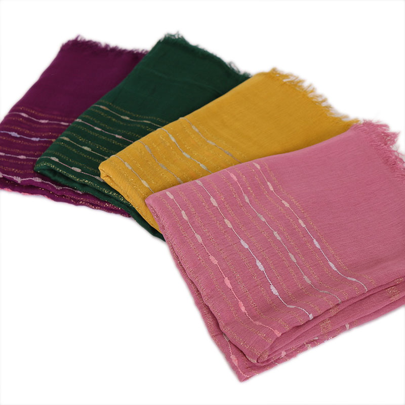 Foreign Trade Popular Style Gold Thread Wool Tassel Scarf Autumn and Winter Pure Cotton Fashion Atmospheric Embroidery Scarf VS090