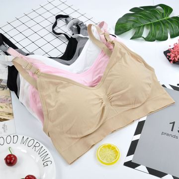 Pregnant Woman Breastfeeding Push up Bras Wireless Front Buckle Bra Nursing Anti-Overflow Large Size Postpartum Mummy Underwear for Women