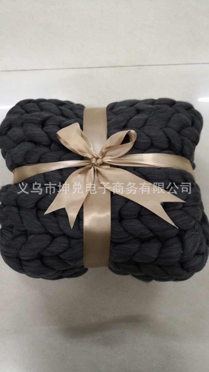 Amazon Nordic Coarse Yarn Hand Woven Blanket Blanket Knitted Blanket Wool Blanket Sofa Blanket Thick Thread Blanket